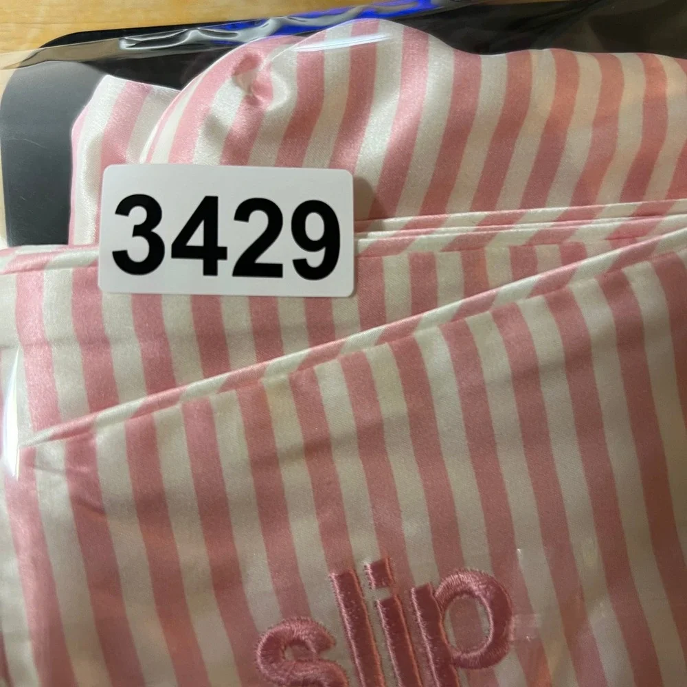Slip Silk Striped Pillowcase Pink White 20 x 30